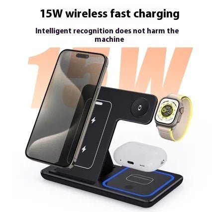 3 In 1 LED Fast Wireless Charger Stand Foldable Charging Station - My Store