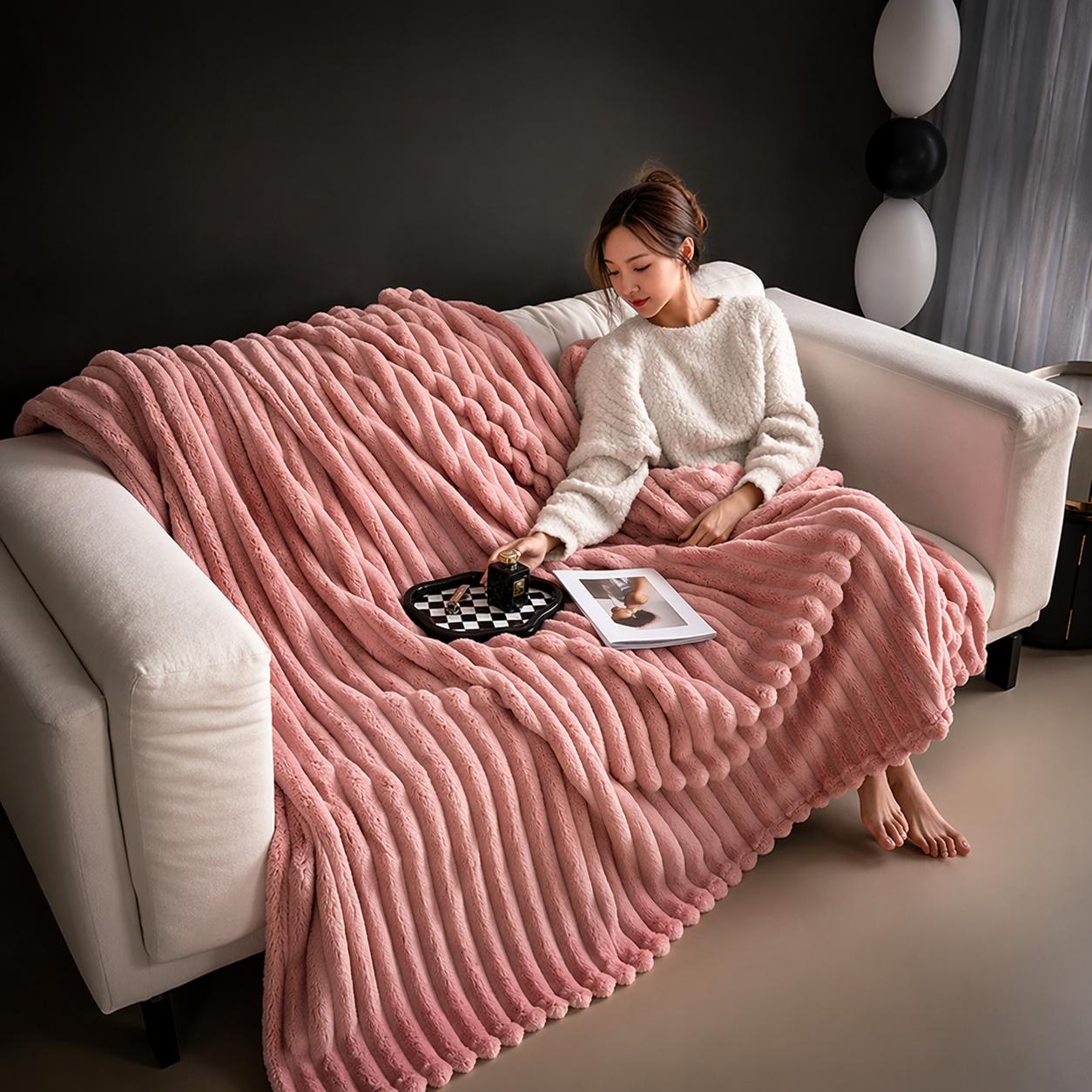 CloudSoft™ Cozy Bubble Plush Blanket – Ultra-Soft Warm Comfort for Home & Relaxation