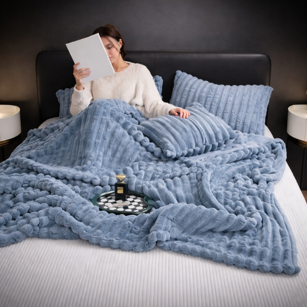 CloudSoft™ Cozy Bubble Plush Blanket – Ultra-Soft Warm Comfort for Home & Relaxation