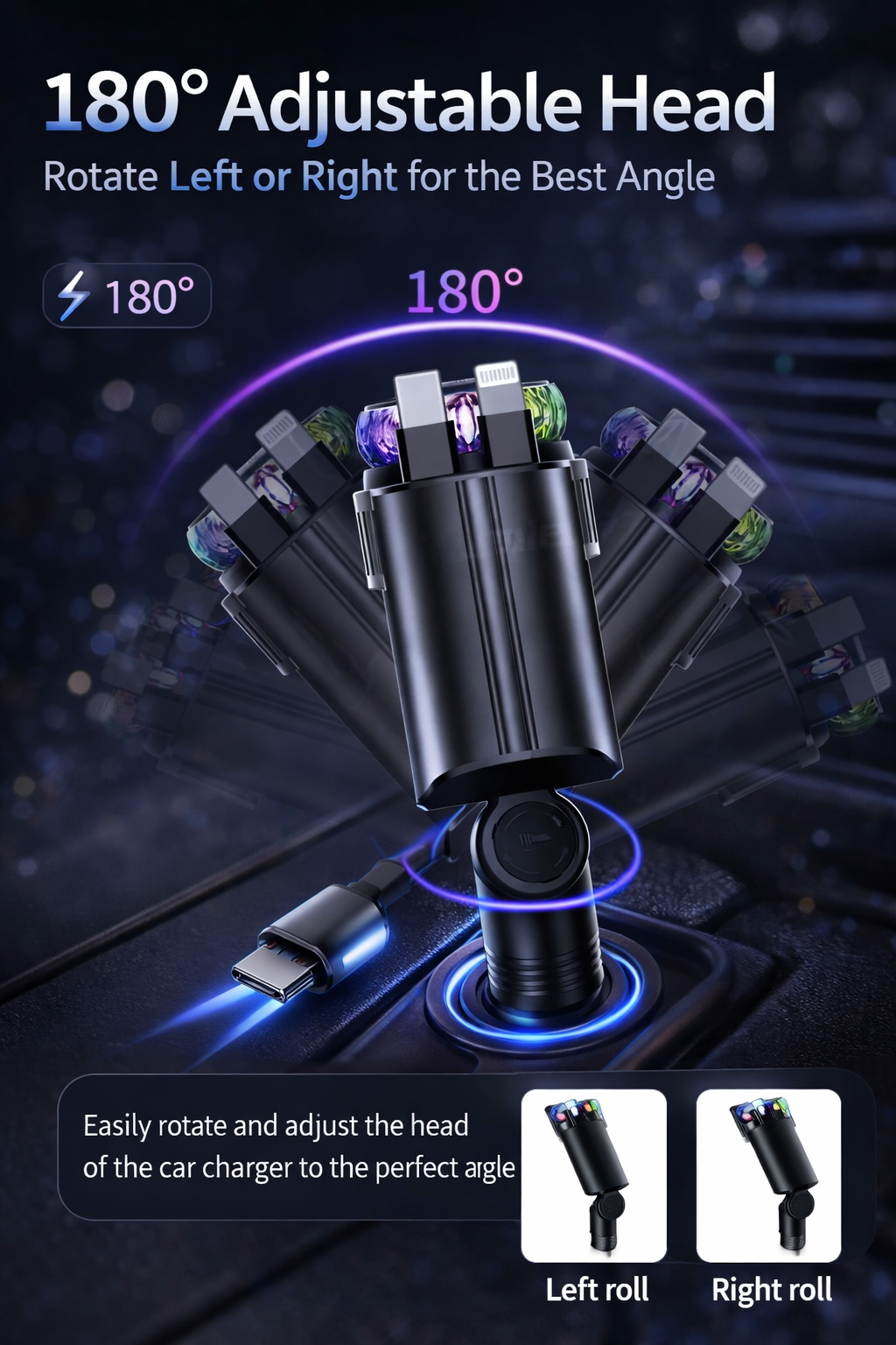 Starlight™ 66W 5-in-1 Retractable Car Charger Pro