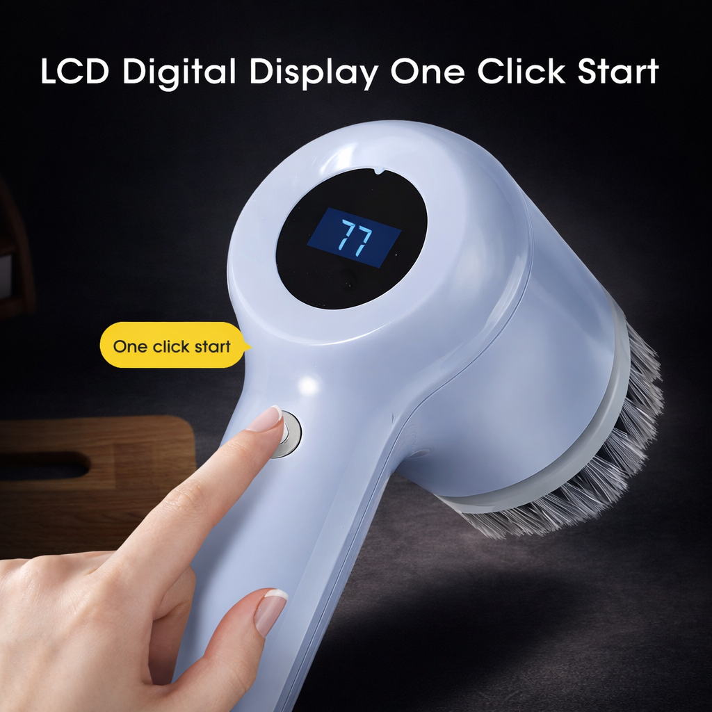 PureSpin™ Pro Cordless Spin Scrubber – 5-Head System with Extension Handle