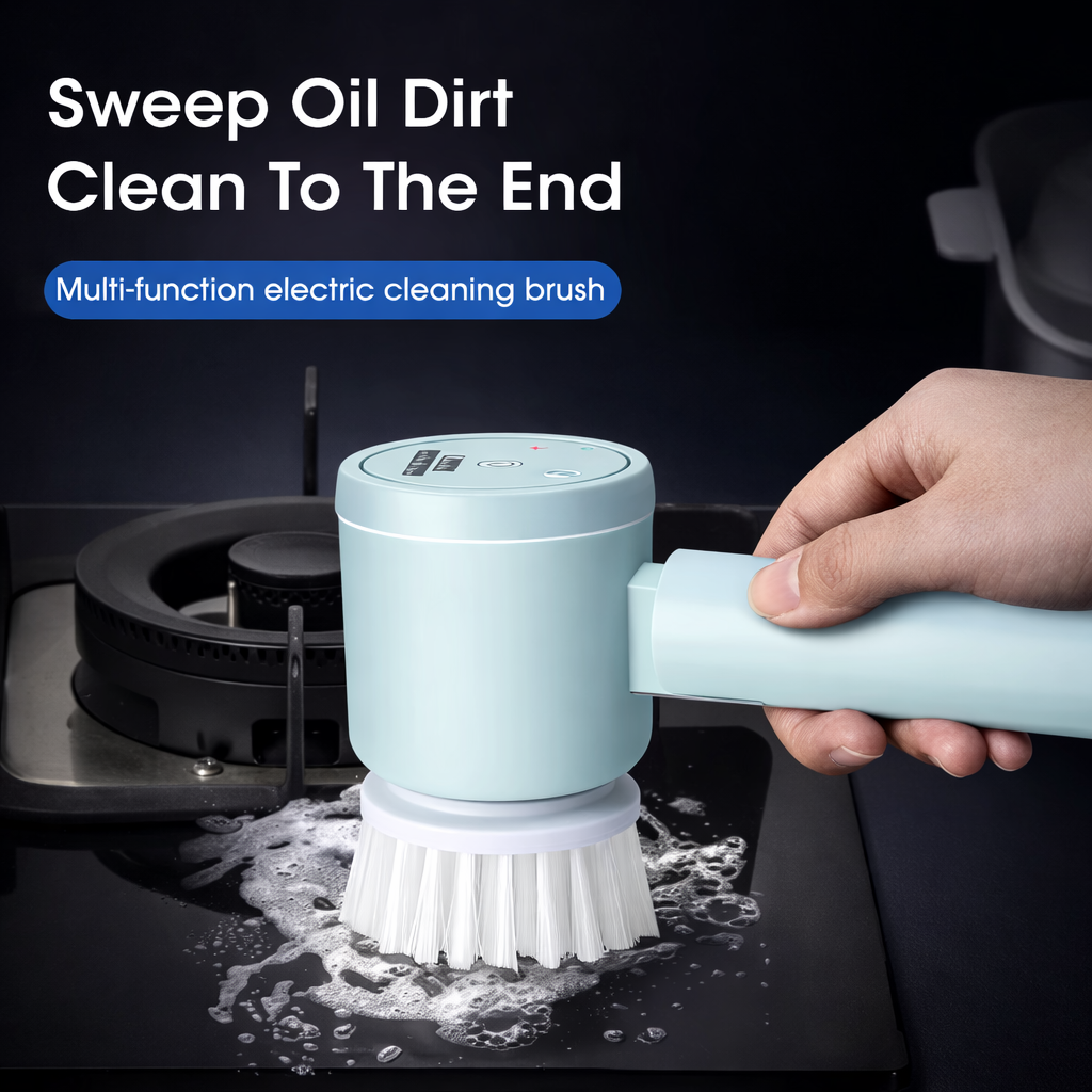 PureSpin™ Pro Cordless Spin Scrubber – 5-Head System with Extension Handle