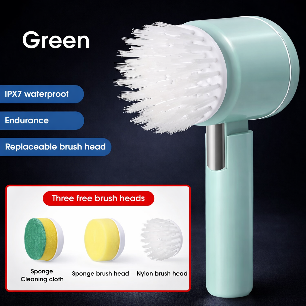 PureSpin™ Pro Cordless Spin Scrubber – 5-Head System with Extension Handle