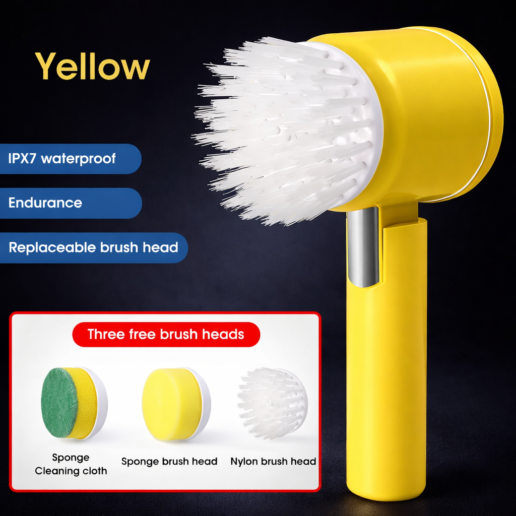 PureSpin™ Pro Cordless Spin Scrubber – 5-Head System with Extension Handle