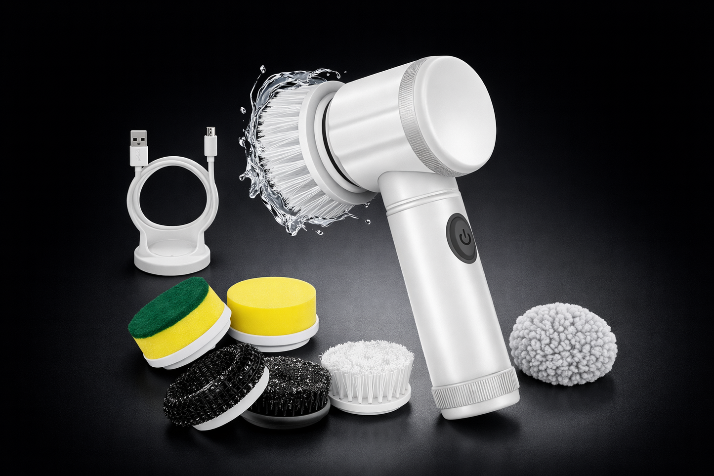 PureSpin™ Pro Cordless Spin Scrubber – 5-Head System with Extension Handle